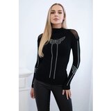 Kesi Knitted blouse with a bow tie made of black cubic zirconia | shoptok.hr