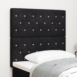 vidaXL LED vzglavnik črn 100 cm žamet, vzglavnik kristalno gumbno tuftani črn 200 cm žamet | Shoptok.si