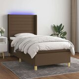  Box spring postelja z vzmetnico LED temno rjava 80x200 cm blago, (20999239) Cene