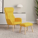 vidaXL Stol za sproščanje s stolčkom za noge gorčično rumeno blago | Shoptok.si
