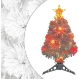 Umetna novoletna jelka z LED lučkami bela 64 cm optična vlakna