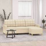 vidaXL Trosjed s tabureom krem 180 cm od tkanine | shoptok.hr