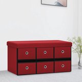  Sklopiva klupa za pohranu boja vina 76x38x38 cm umjetno platno | shoptok.hr