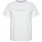 Trendyol Curve White Print and Embroidery Detail Boyfriend Knitted T-shirt Cene
