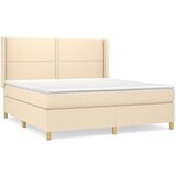 vidaXL Box spring postelja z vzmetnico krem 160x200 cm blago, (20895040) Cene