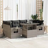 Maison Chic Seti vrtnega pohištva - Vrtna garnitura - Vrtni pohištvo set 7-delna z blazinami siv poli ratan, (21802382) | Shoptok.si