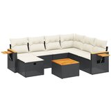 Maison Chic Seti vrtnega pohištva - Vrtna garnitura - Vrtni pohištvo set 8-delna z blazinami črn poli ratan, (21799730) | Shoptok.si
