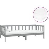 Dnevni ležaj s madracem 90 x 200 cm sivi od masivne borovine | Eponuda.com