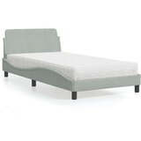 vidaXL Krevet s madracem svjetlosivi 100x200 cm baršunasti | shoptok.hr