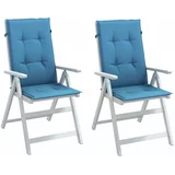  Jastuci za stolice 2 kom prošarano plavi 120x50x4 cm od tkanine