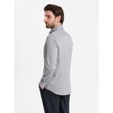 Ombre Men's SLIM FIT shirt in decorative fabric with pocket - grey | Eponuda.ba