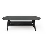 Woodman Črna mizica v hrastovem dekorju 60x130 cm Curved – Cene