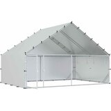  Kokošinjac s krovom Srebrna 300 x 200 x 190 cm Pocinčani čelik | shoptok.hr
