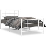  The Living Store Kovinski posteljni okvir z vzglavjem in vznožjem bel 107x203 cm - Posteljni Okvir, (21498802) | Shoptok.si
