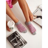 Milena Women's Ankle Socks Cotton Pandas And Stripes Gray | Shoptok.si
