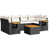  7-dijelni set vrtnih sofa od poliratana s jastucima crni Slike