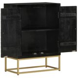  Komoda s 2 vrata crno-zlatna 55 x 30 x 75 cm masivno drvo manga | Eponuda.com