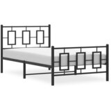  Metalni okvir kreveta uzglavlje i podnožje crni 100x200 cm | shoptok.hr