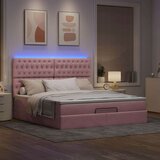 Otomanski posteljni okvir z vzmetnicami roza 160x200cm žamet, (22053811) | Shoptok.si