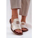 Zazoo Elegant Ladies Leather Slippers With Decoration 3008 Aged Gold | Shoptok.si