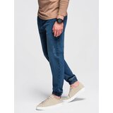 Ombre Men's denim joggers with asymmetrical stitching - blue | shoptok.hr