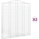 vidaXL Obokane gabion košare 2 kosa 200x30x220/240 cm pocinkano železo, (20798865) | Shoptok.si