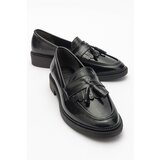 LuviShoes LILY Black Matte Patent Leather Women's Loafers Cene