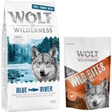Wolf of Wilderness 12 kg suhe hrane + Snack gratis! - Adult "Blue River" - piščanec proste reje in losos + Wide Acres - piščanec (monoprotein) Cene