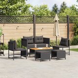 vidaXL vanjski sofa set - Crna Ratan, Drvo Srednji Izdržljiv | shoptok.hr