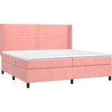  Krevet s oprugama i madracem ružičasti 200x200 cm baršunasti | shoptok.hr