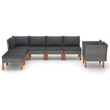 The Living Store Vrtna sedežna garnitura 7-delna poli ratan in evkaliptus siva - Vrtna Sedežna Garnitura, (21421913) | Shoptok.si