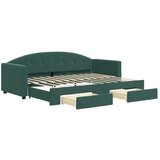  The Living Store Izvlečna dnevna postelja s predali temno zelena 80x200 cm žamet - Izvlečna Dnevna Postelja, (21489883) | Shoptok.si