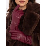 Fashion Hunters Burgundy women's gloves with buttons Fashion Hunters Burgundy women's gloves with buttons Slike