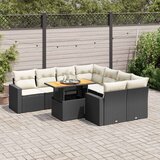 vidaXL 9-dijelni set vrtnih sofa s jastucima crni od poliratana | shoptok.hr