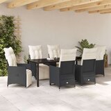  7-delni vrtni jedilni set z blazinami Črni poli ratan, (22087828) | Shoptok.si