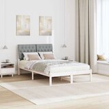 vidaXL Posteljni okvir z oblazinjenim vzglavjem Bela 120 x 190 cm | Shoptok.si