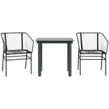 vidaXL Vrtni blagovaonski set od 3 dijela crni poliratan staklo - Crna 80 x 80 x 74 cm 2 | shoptok.hr