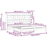  Knjižna postelja brez vzmetnice vošč. rjava 200x200 cm borovina, (21607656) | Shoptok.si