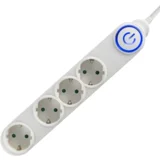 Domači razdelilni kabel s stikalom, bel (4 vtičnice, 1,5 m)
