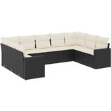  9-dijelni set vrtnih sofa s jastucima crni od poliratana | shoptok.hr