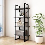  The Living Store Knjižna omara 4-nadstropna siva 60x30x140 cm trdna borovina - Knjižna Omara, (21431458) Cene