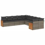  The Living Store Vrtna sedežna garnitura 10-delna z blazinami siv poli ratan - Vrtna Sedežna Garniture, (21443704) | Shoptok.si