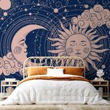  Foto tapeta - Cosmic Harmony - Illustration of the Sun and Moon on a Navy Background 300x210 Premium | shoptok.hr