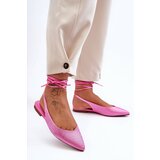 Boto Women's Lace-Up Ballet Flats Embellished with Studs Pink Jange | ePonuda.com