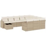 Maison Chic Seti vrtnega pohištva - Vrtna garnitura - Vrtni pohištvo set 11-delna z blazinami bež poli ratan, (21815601) | Shoptok.si
