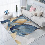 Mila Home modra/zlata pralna preproga 120x180 cm golden leaves – | Shoptok.si