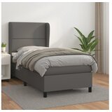 vidaXL Box spring postelja z vzmetnico siv 90x190 cm umetno | Shoptok.si