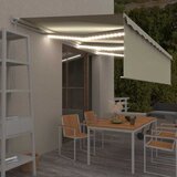 Tenda na ručno uvlačenje s roletom i LED svjetlima 6 x 3 m krem | shoptok.hr