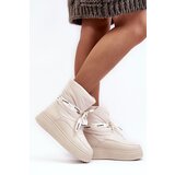 Boto Women's Snow Boots With Ornamental Lacing Light Beige Siracna | Shoptok.si