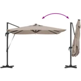 Kantilever Roma parasol z LED lučmi Taupe 286x285x270 cm Aluminij